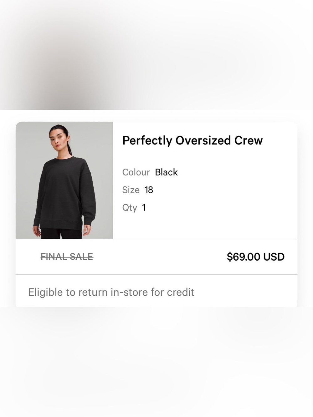 lululemon athletica Perfectly Oversized Crew in Black